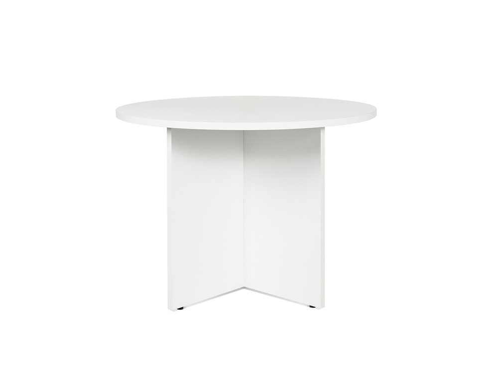 MESA DE REUNION ROCADA MEETING 3005AW0424 ESTRUCTURA MADERA BLANCO GRIS EN ASPAS TABLERO BLANCO 100 CM DIAMETRO