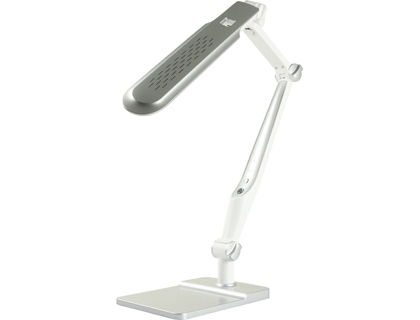 LAMPARA DE ESCRITORIO Q-CONNECT LED 9W 550 LM TACTIL 3 NIVELES COLOR BRAZO Y BASE OSCILANTES PLATEADO