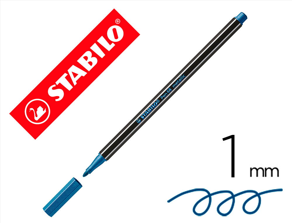 ROTULADOR STABILO ACUARELABLE PEN 68 METALICO AZUL PUNTA GRUESA 1MM