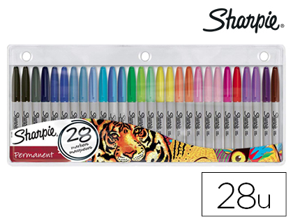 ROTULADORES SHARPIE PERMANENTE PUNTA FINA BLISTER DE 28 UNIDADES COLORES SURTIDOS