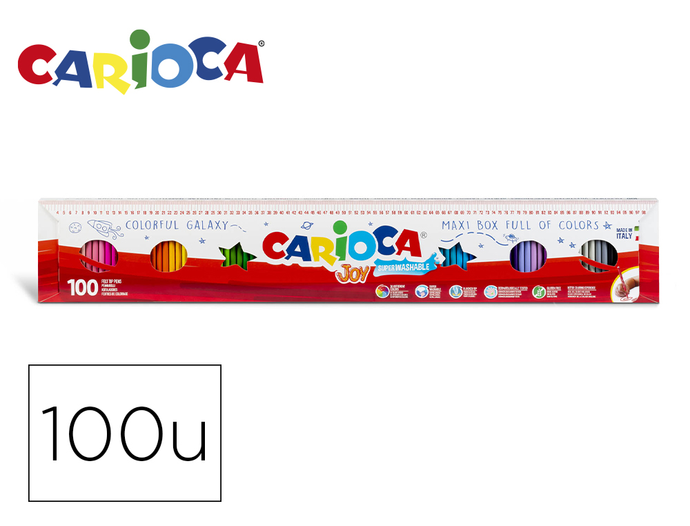 ROTULADOR CARIOCA JOY METRO CAJA DE 100 UNIDADES COLORES SURTIDOS