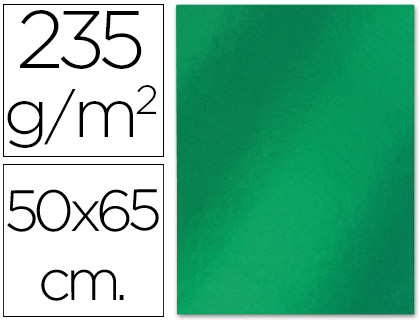 CARTULINA LIDERPAPEL 50X65 CM 235G/M2 METALIZADA VERDE