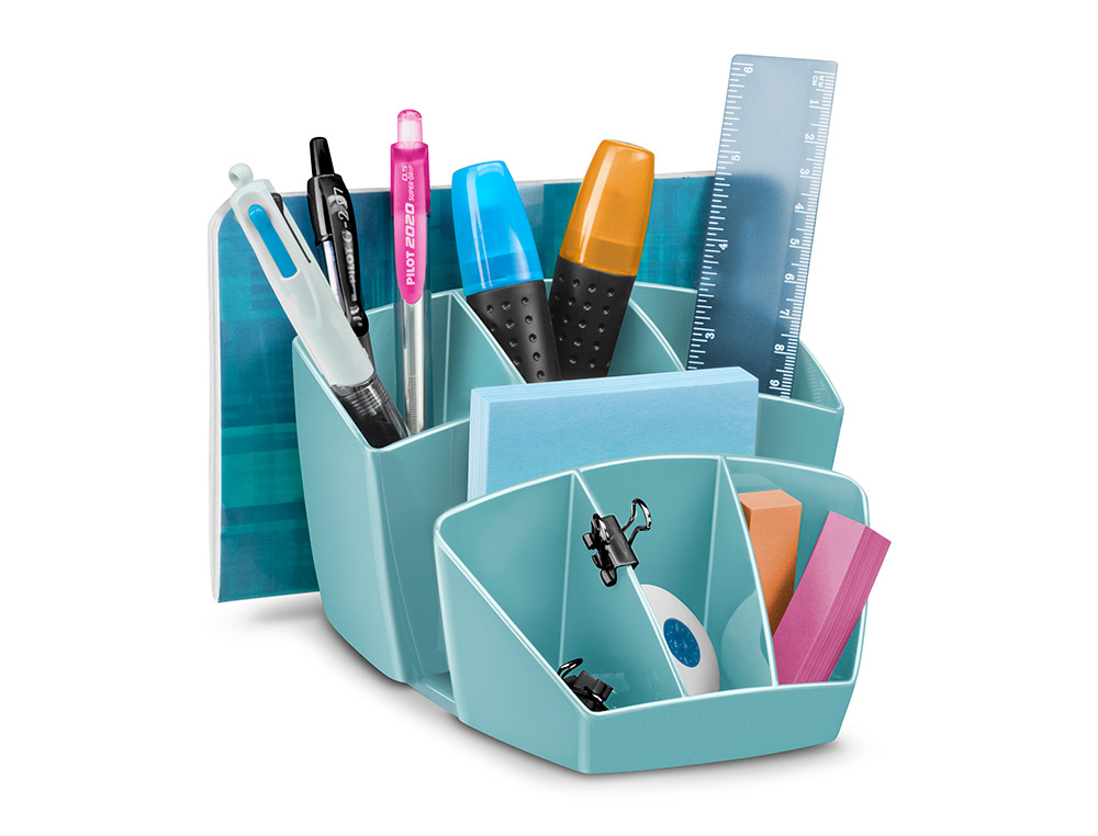 ORGANIZADOR DE SOBREMESA CEP RIVIERA PLASTICO 8 DEPARTAMENTOS COLOR VERDE AGUA 143X158X93 MM