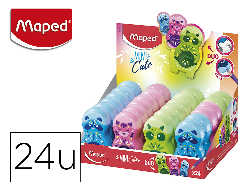 SACAPUNTAS PLASTICO MAPED 1 USO CON GOMA DE BORRAR LOOPY MINI CUTE