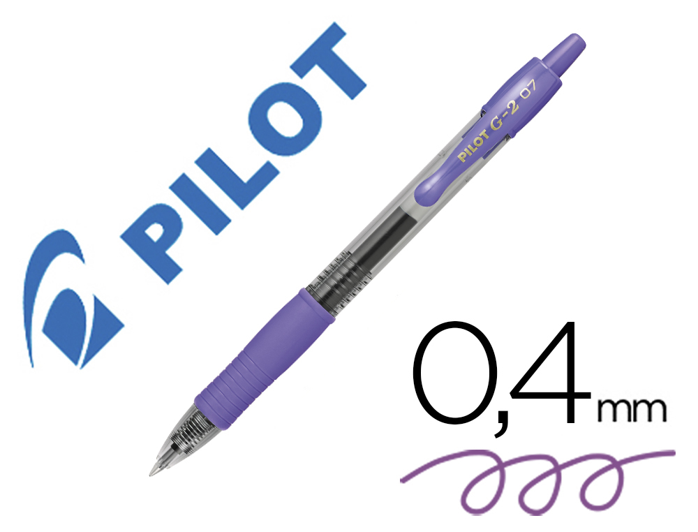 BOLIGRAFO PILOT G-2 VIOLETA TINTA GEL RETRACTIL SUJECION DE CAUCHO
