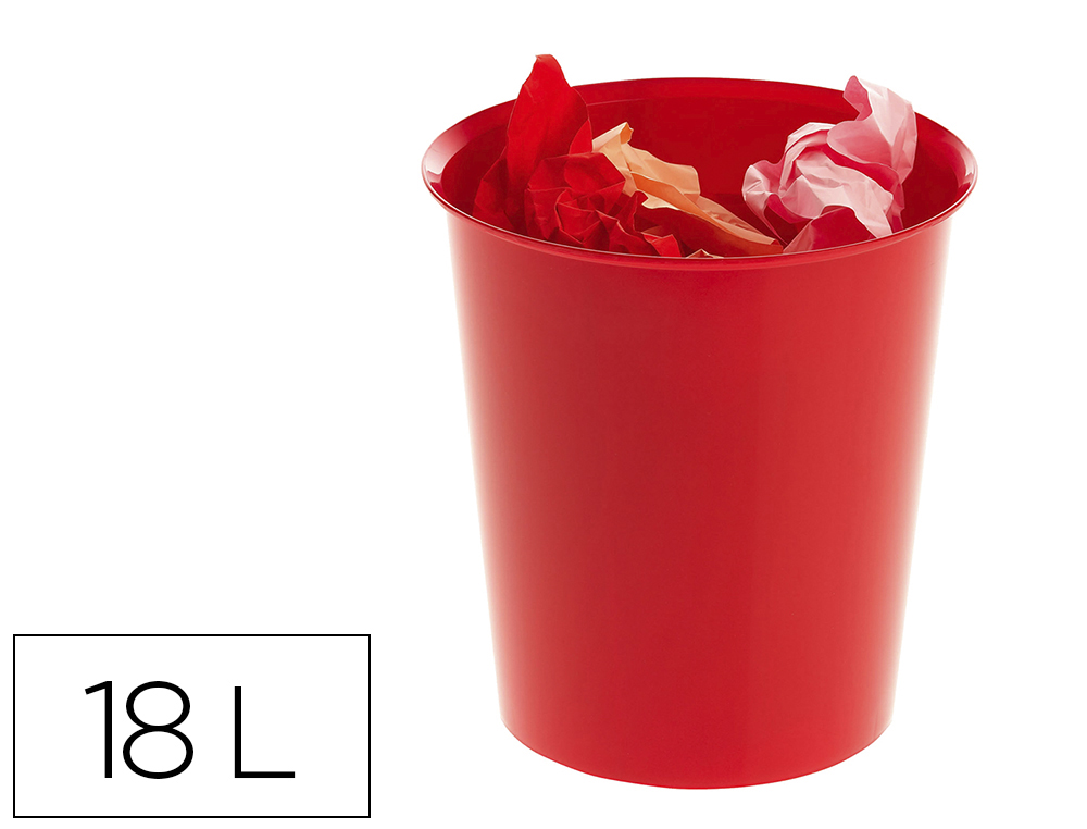 PAPELERA PLASTICO ARCHIVO 2000 ECOGREEN 100% RECICLADA 18 LITROS COLOR ROJO 290X310