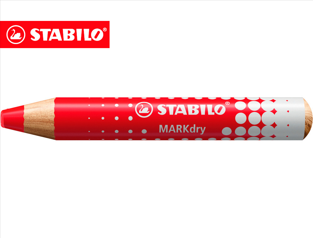 LAPIZ MARCADOR EN SECO STABILO MARKDRY PARA PIZARRA BLANCA COLOR ROJO CAJA DE 5 UNIDADES