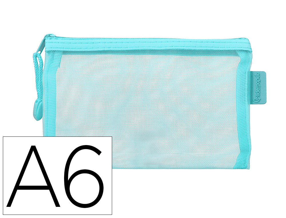 BOLSA ZIPPER BAG LIDERPAPEL POLIESTER TRANSPIRABLE MULTIUSOS DIN A6 AZUL PASTEL
