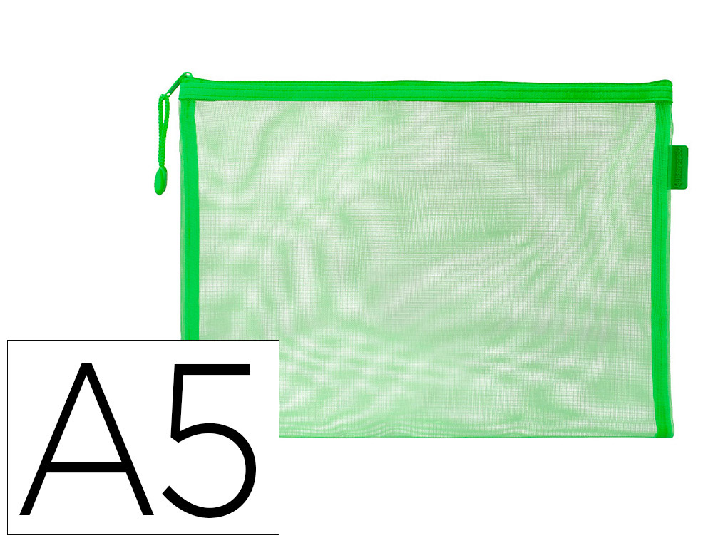 BOLSA ZIPPER BAG LIDERPAPEL POLIESTER TRANSPIRABLE MULTIUSOS DIN A5 VERDE PASTEL