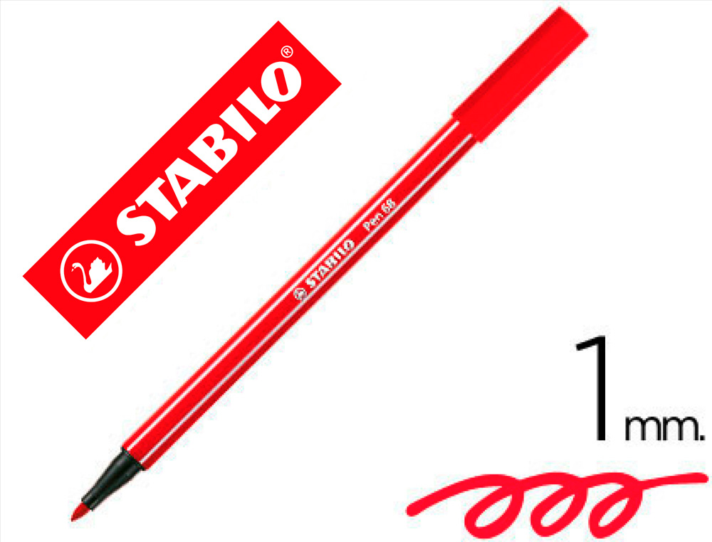 ROTULADOR STABILO ACUARELABLE PEN 68 ROJO CARMIN PUNTA GRUESA 1MM
