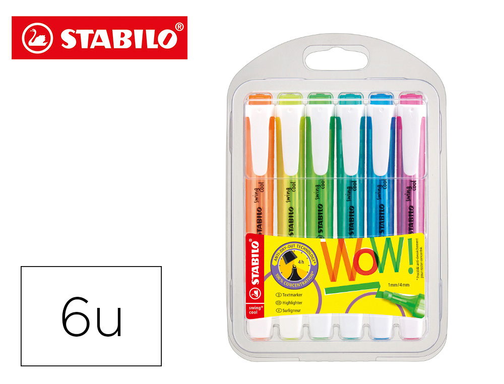 ROTULADOR STABILO FLUORESCENTE SWING COOL SWING COOL ESTUCHE 6 UNIDADES COLORES SURTIDOS