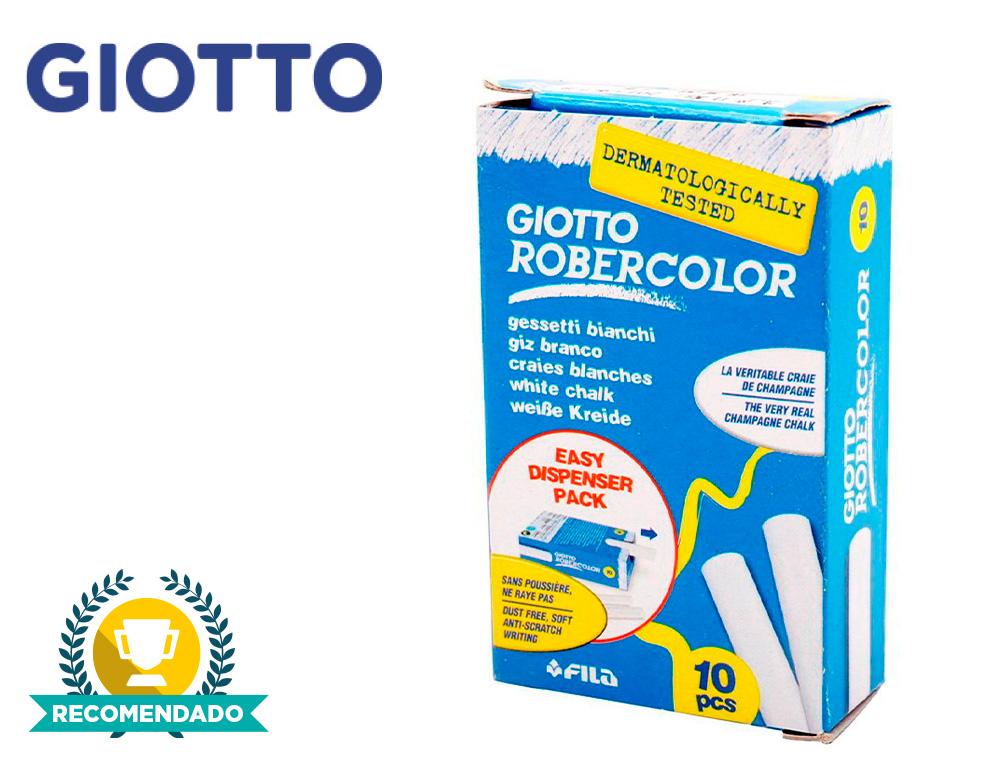TIZA BLANCA ANTIPOLVO ROBERCOLOR CAJA DE 10 UNIDADES