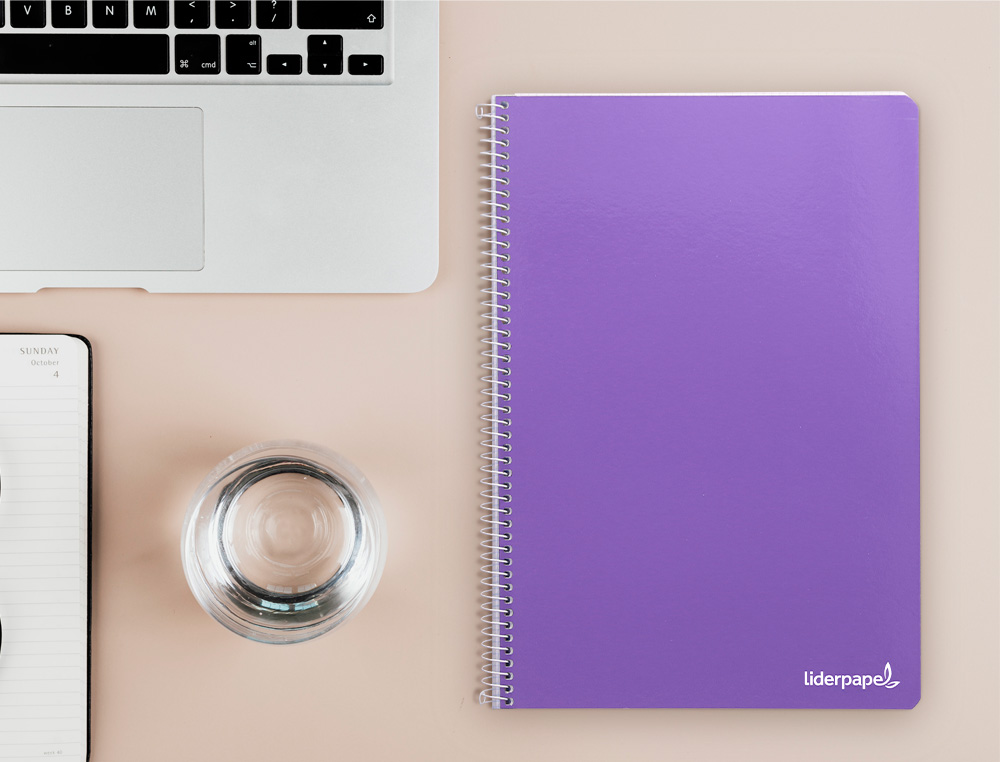 CUADERNO ESPIRAL LIDERPAPEL FOLIO SMART TAPA BLANDA 80H 60GR CUADRO 4MM CON MARGEN COLOR VIOLETA
