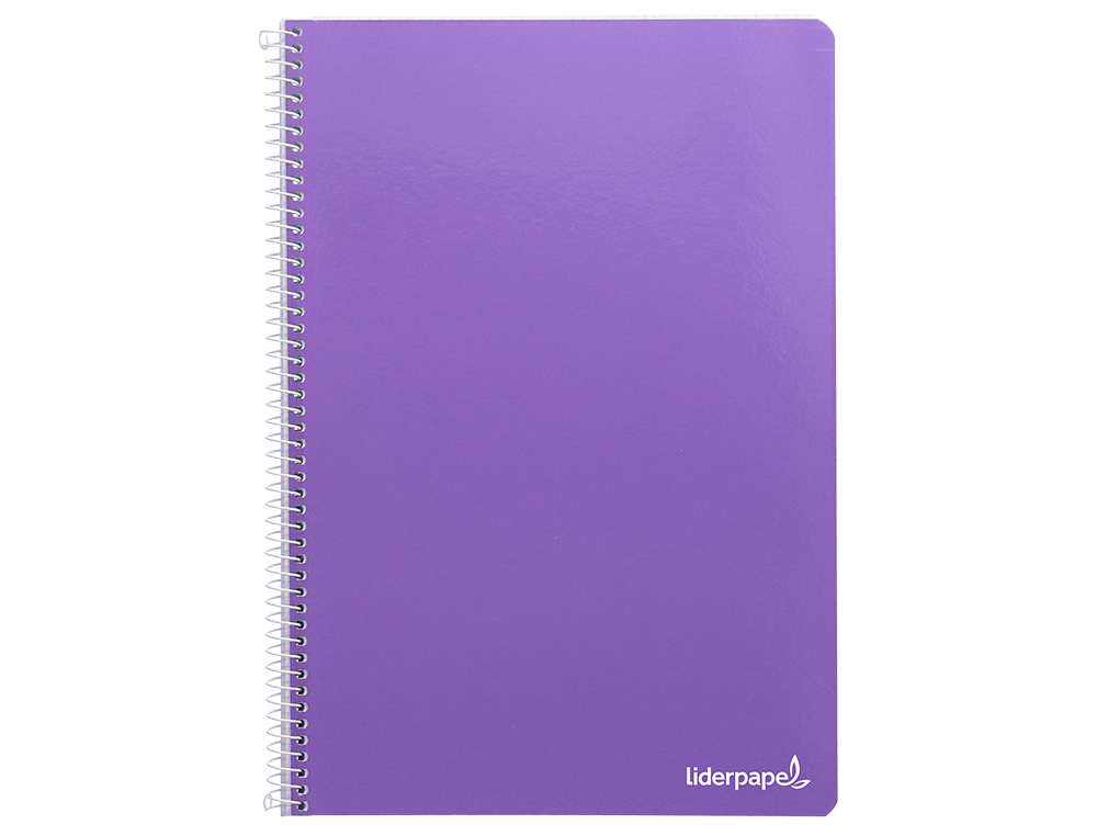 CUADERNO ESPIRAL LIDERPAPEL FOLIO SMART TAPA BLANDA 80H 60GR CUADRO 4MM CON MARGEN COLOR VIOLETA