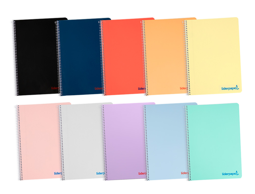CUADERNO ESPIRAL LIDERPAPEL A4 WONDER TAPA PLASTICO 80H 90GR RAYADO N46 COLORES SURTIDOS