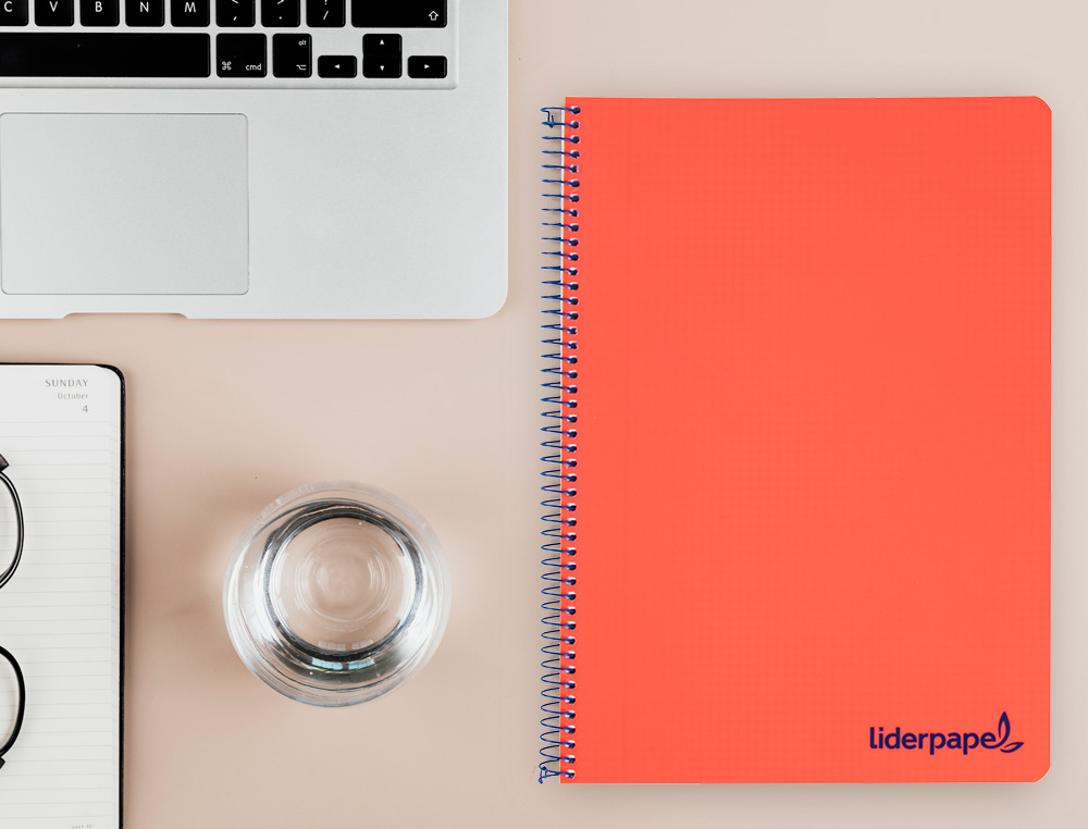 CUADERNO ESPIRAL LIDERPAPEL A4 WONDER TAPA PLASTICO 80H 90GR CUADRO 4MM CON MARGEN COLOR ROJO
