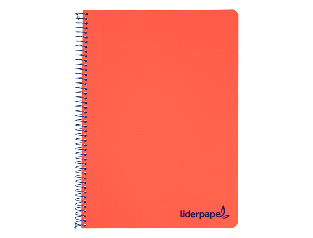 CUADERNO ESPIRAL LIDERPAPEL A4 WONDER TAPA PLASTICO 80H 90GR CUADRO 4MM CON MARGEN COLOR ROJO