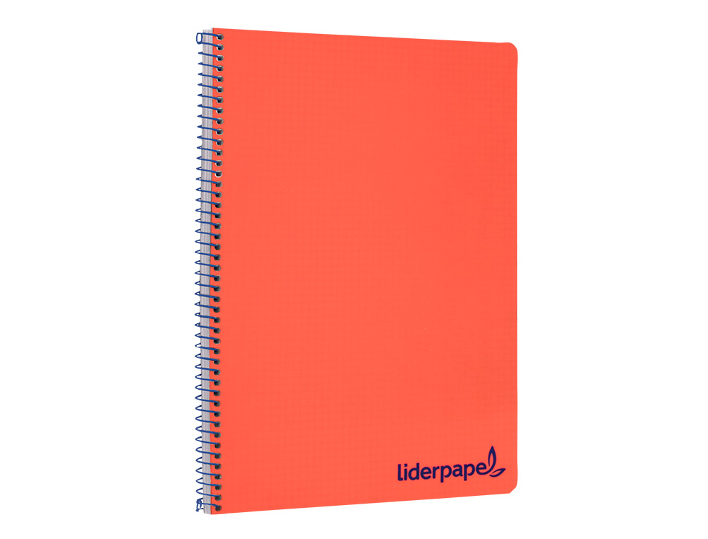 CUADERNO ESPIRAL LIDERPAPEL A4 WONDER TAPA PLASTICO 80H 90GR CUADRO 4MM CON MARGEN COLOR ROJO