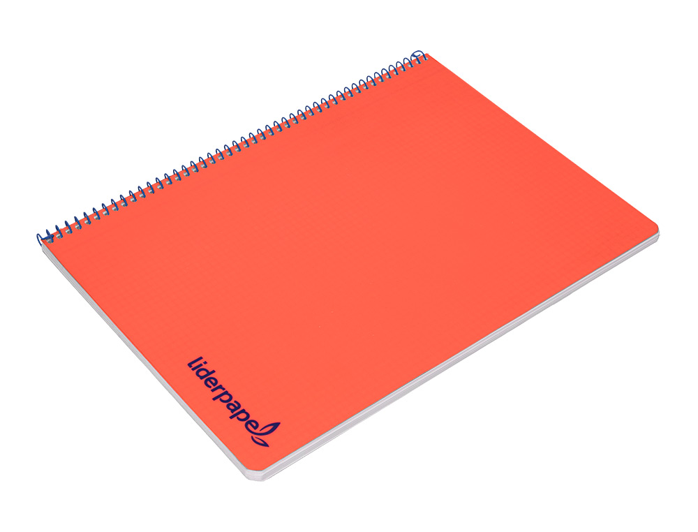 CUADERNO ESPIRAL LIDERPAPEL A4 WONDER TAPA PLASTICO 80H 90GR CUADRO 4MM CON MARGEN COLOR ROJO