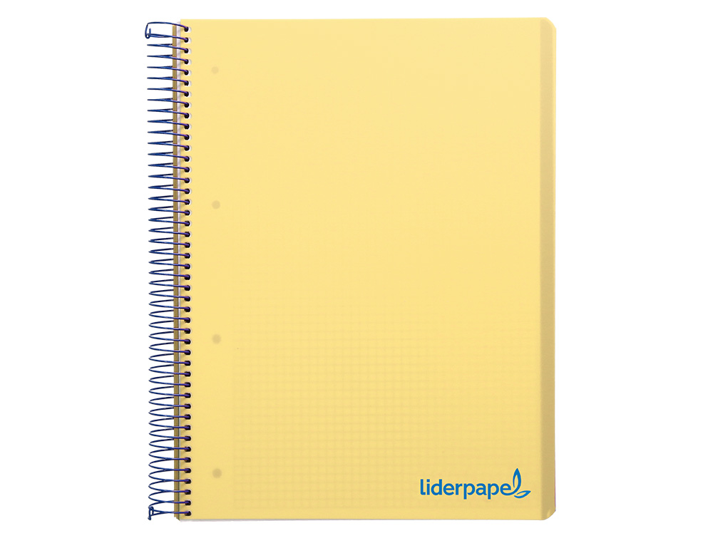 CUADERNO ESPIRAL LIDERPAPEL A5 MICRO WONDER TAPA PLASTICO 120H 90G CUADRO 5MM 5 BANDAS 6 TALADROS COLOR AMARILLO