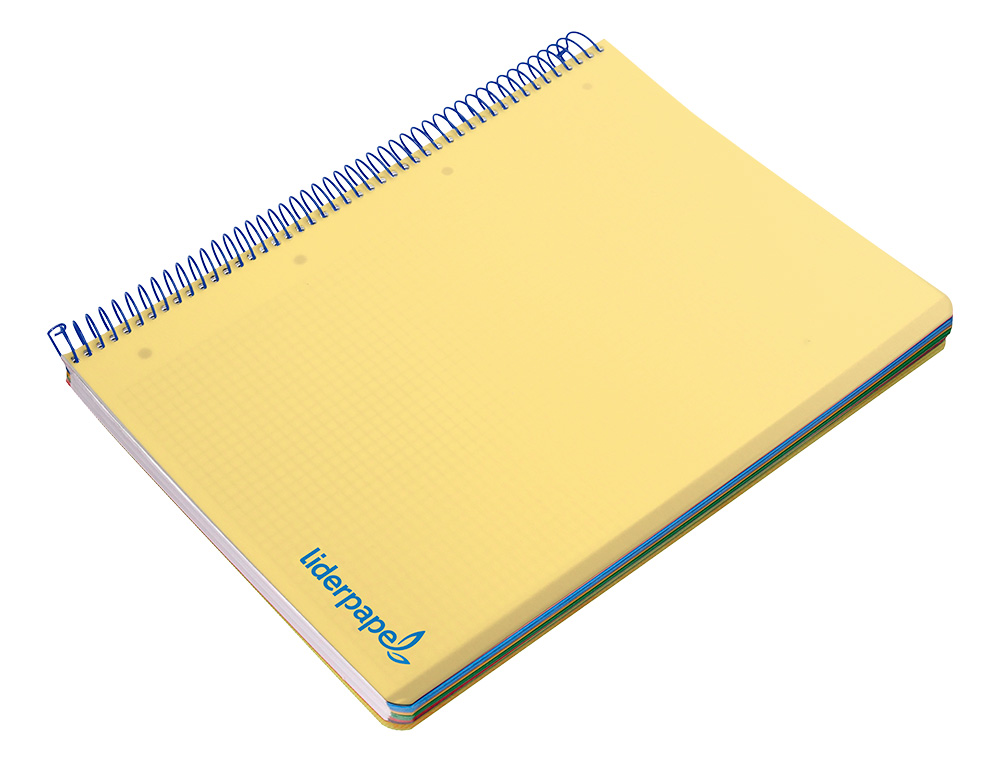 CUADERNO ESPIRAL LIDERPAPEL A5 MICRO WONDER TAPA PLASTICO 120H 90G CUADRO 5MM 5 BANDAS 6 TALADROS COLOR AMARILLO