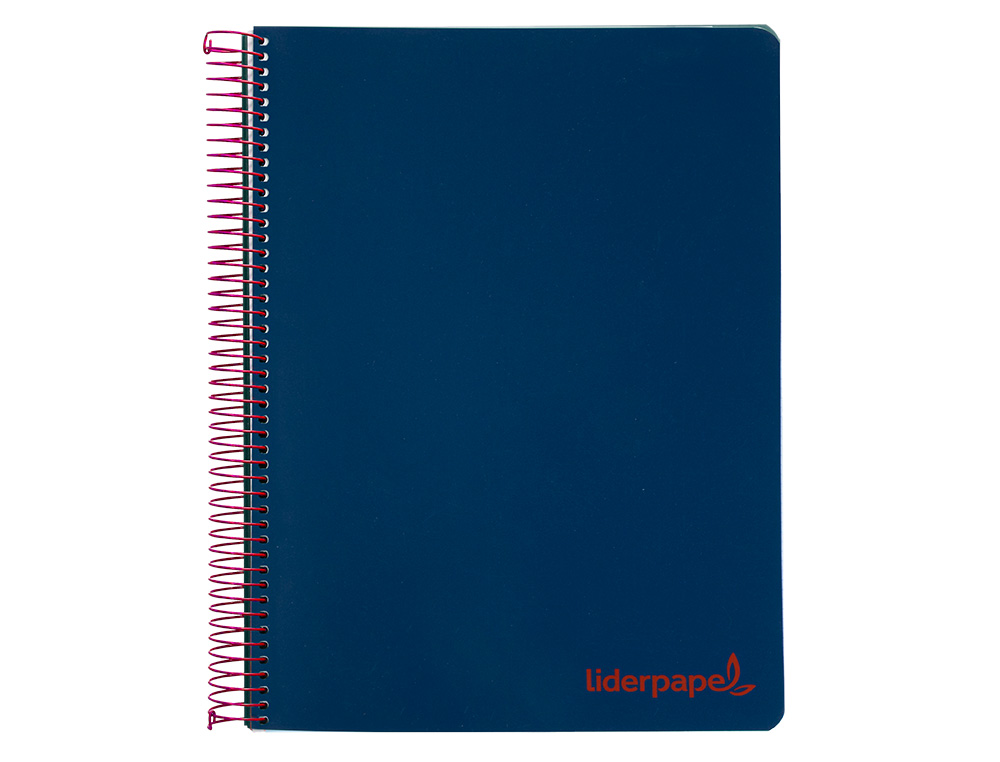 CUADERNO ESPIRAL LIDERPAPEL A5 MICRO WONDER TAPA PLASTICO 120H 90G CUADRO 5MM 5 BANDAS 6 TALADROS COLOR AZUL MARINO