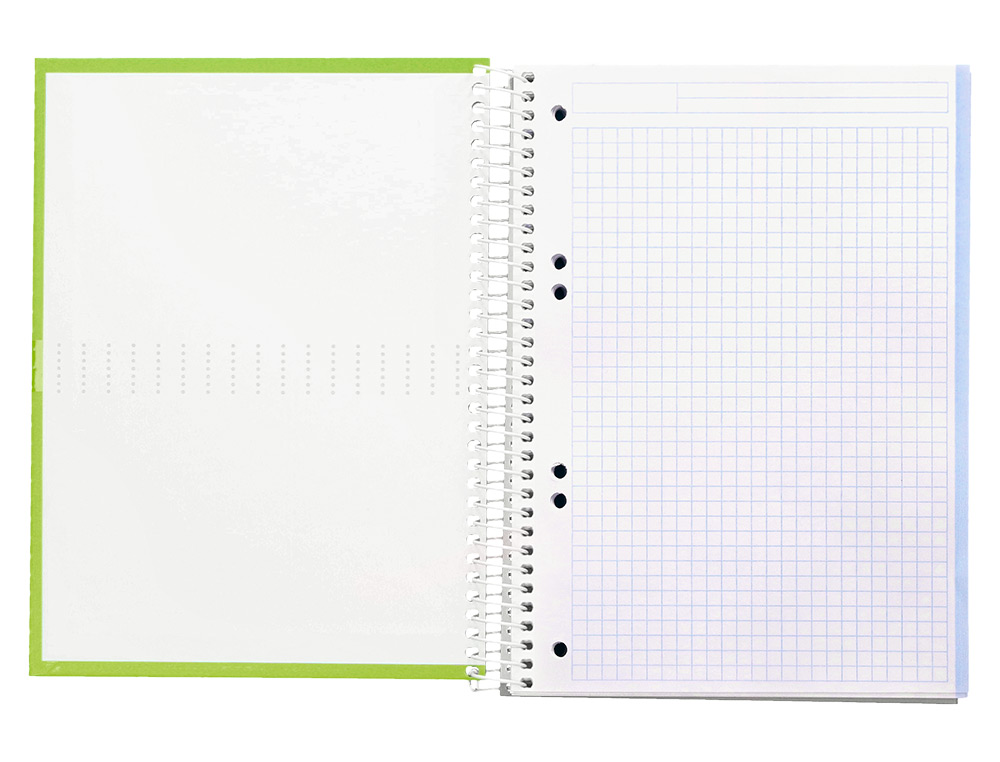 CUADERNO ESPIRAL LIDERPAPEL A5 MICRO CRAFTY TAPA FORRADA 120H 90 GR CUADRO 5MM 5 BANDAS6 TALADROS COLOR VERDE