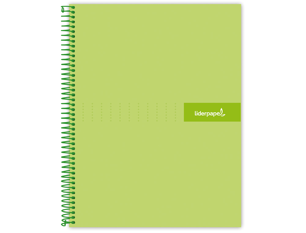 CUADERNO ESPIRAL LIDERPAPEL A5 MICRO CRAFTY TAPA FORRADA 120H 90 GR CUADRO 5MM 5 BANDAS6 TALADROS COLOR VERDE