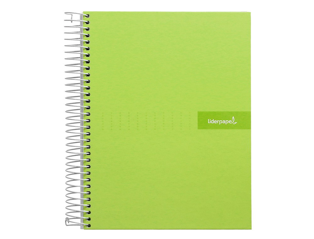 CUADERNO ESPIRAL LIDERPAPEL A5 MICRO CRAFTY TAPA FORRADA 120H 90 GR CUADRO 5MM 5 BANDAS6 TALADROS COLOR VERDE