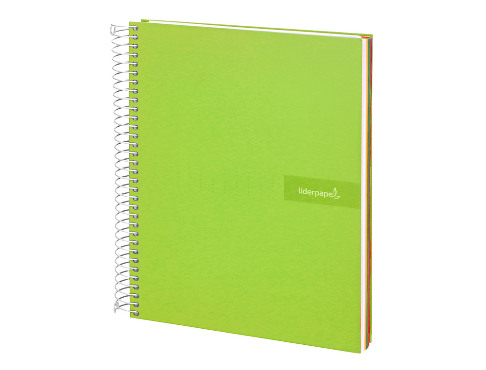 CUADERNO ESPIRAL LIDERPAPEL A5 MICRO CRAFTY TAPA FORRADA 120H 90 GR CUADRO 5MM 5 BANDAS6 TALADROS COLOR VERDE