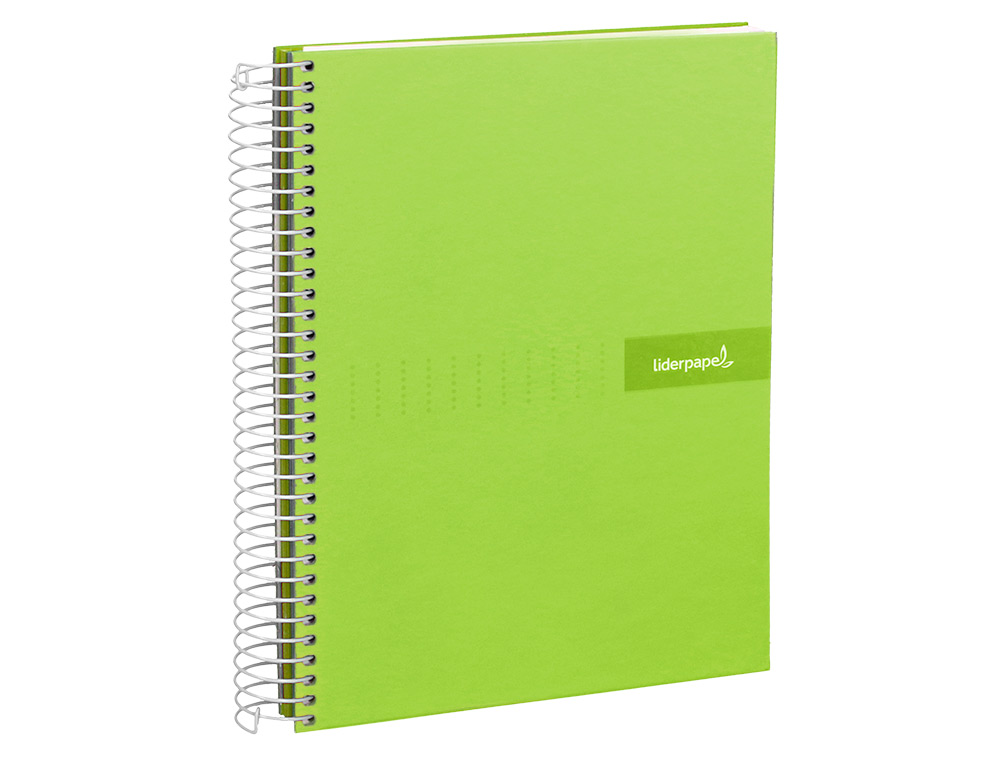 CUADERNO ESPIRAL LIDERPAPEL A5 MICRO CRAFTY TAPA FORRADA 120H 90 GR CUADRO 5MM 5 BANDAS6 TALADROS COLOR VERDE