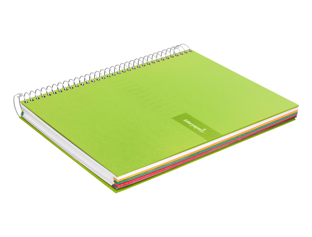 CUADERNO ESPIRAL LIDERPAPEL A5 MICRO CRAFTY TAPA FORRADA 120H 90 GR CUADRO 5MM 5 BANDAS6 TALADROS COLOR VERDE