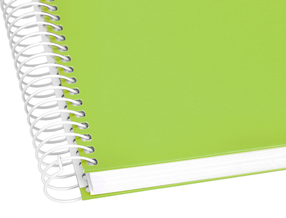 CUADERNO ESPIRAL LIDERPAPEL A5 MICRO CRAFTY TAPA FORRADA 120H 90 GR CUADRO 5MM 5 BANDAS6 TALADROS COLOR VERDE