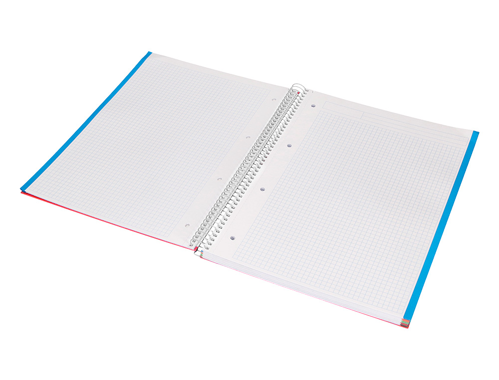 CUADERNO ESPIRAL LIDERPAPEL A4 MICRO JOLLY TAPA FORRADA 140H 75GR CUADRO 5MM 5 BANDAS 4 TALADROS COLORES SURTIDOS