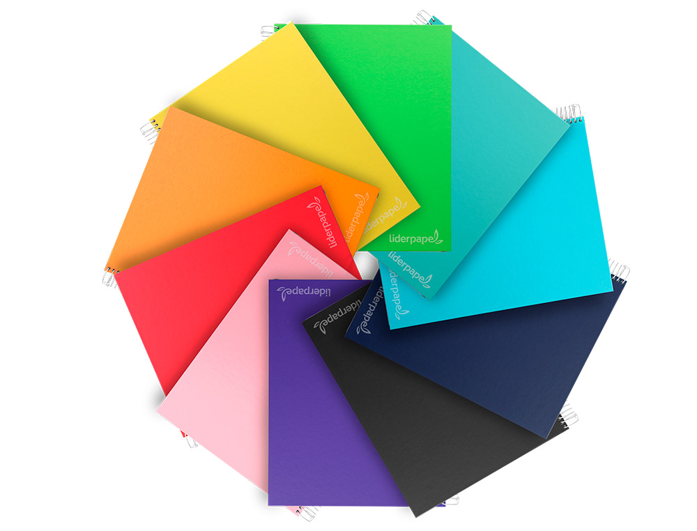 CUADERNO ESPIRAL LIDERPAPEL A4 MICRO JOLLY TAPA FORRADA 140H 75GR CUADRO 5MM 5 BANDAS 4 TALADROS COLORES SURTIDOS