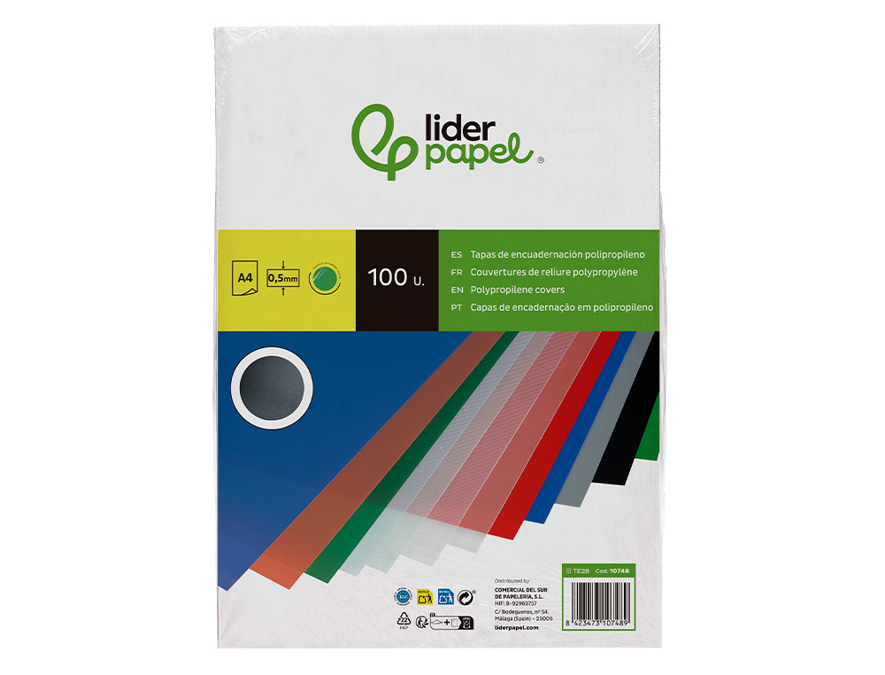 TAPA ENCUADERNACION LIDERPAPEL POLIPROPILENO A4 0.5 MM VERDE TRANSLUCIDO PAQUETE DE 100 UNIDADES