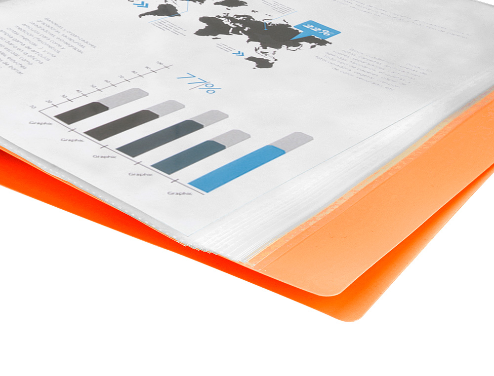 CARPETA LIDERPAPEL ESCAPARATE 40 FUNDAS POLIPROPILENO DIN A4 NARANJA FLUOR OPACO