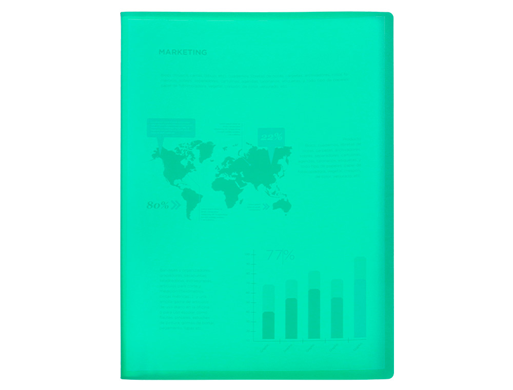 CARPETA LIDERPAPEL ESCAPARATE 60 FUNDAS POLIPROPILENO DIN A4 VERDE TRANSLUCIDO