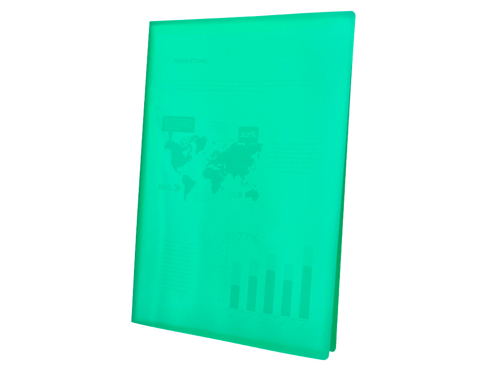 CARPETA LIDERPAPEL ESCAPARATE 60 FUNDAS POLIPROPILENO DIN A4 VERDE TRANSLUCIDO