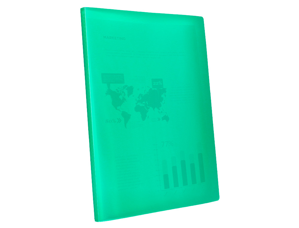 CARPETA LIDERPAPEL ESCAPARATE 60 FUNDAS POLIPROPILENO DIN A4 VERDE TRANSLUCIDO