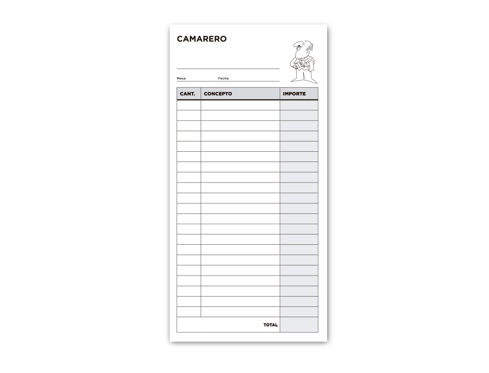 TALONARIO LIDERPAPEL CAMARERO 3/Fº ORIGINAL T114