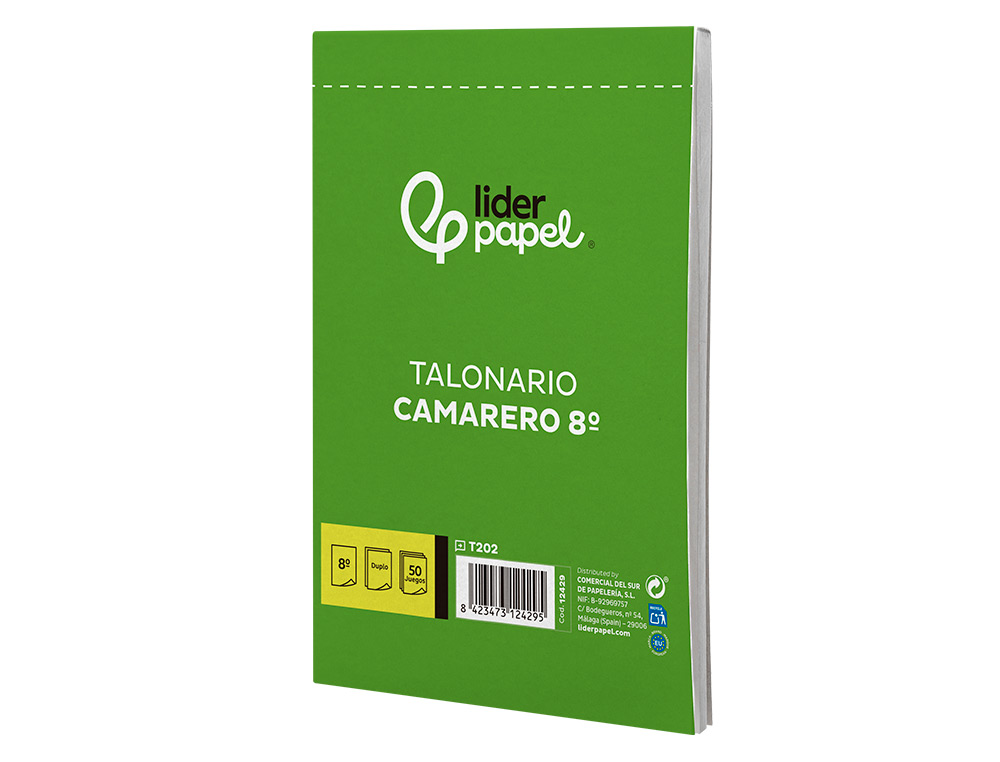TALONARIO LIDERPAPEL CAMARERO 8º ORIGINAL Y COPIA T202