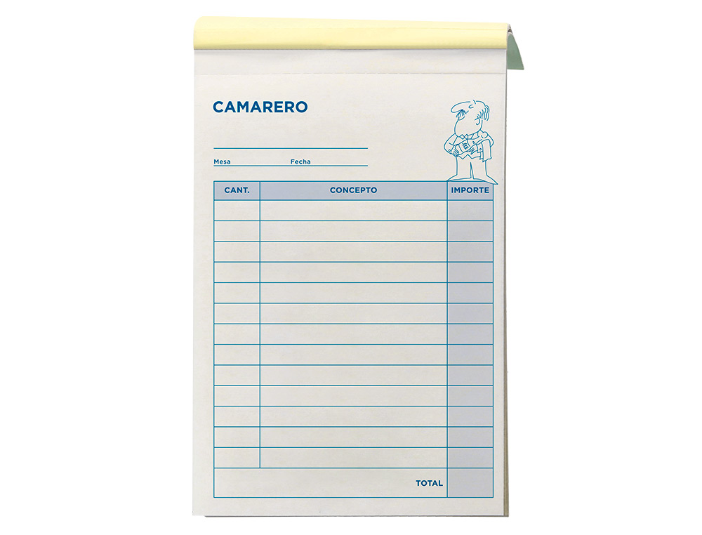 TALONARIO LIDERPAPEL CAMARERO 8º ORIGINAL Y COPIA T202