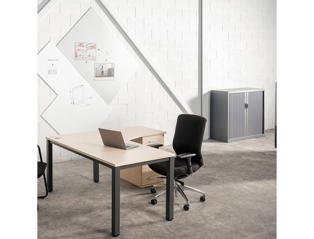 CAJONERA ROCADA CON CUATRO CAJONES SERIE STORE 60X50X72 CM ACABADO AN04 GRIS/BLANCO