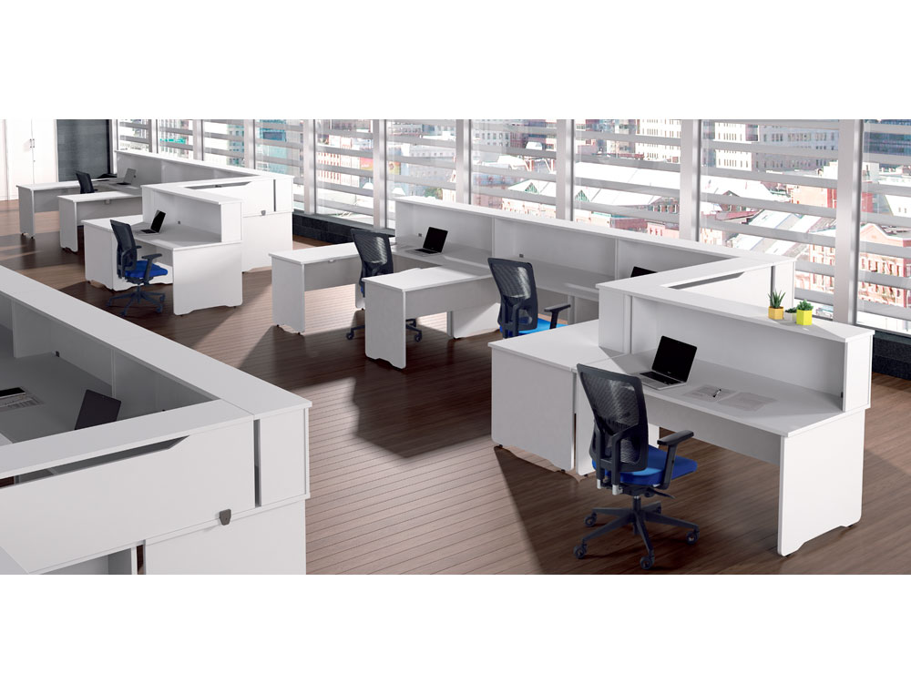 MOSTRADOR DE ALTILLO ROCADA VALIDO PARA MESAS WORK METAL EXECUTIVE 140X30X40 CM ACABADO AW04 BLANCO/BLANCO