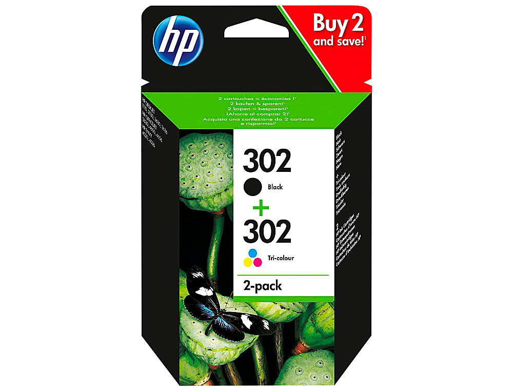 INK-JET HP 302 DESKJET 11XX / 21XX / 36XX ENVY 45XX / OFFICEJET 38XX / 46XX / 52XX PACK MULTICOLOR NEGRO
