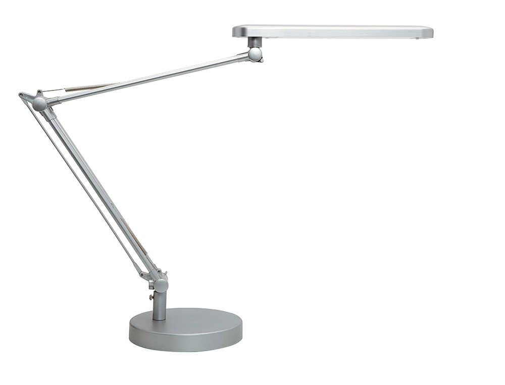 LAMPARA DE ESCRITORIO UNILUX LED 7W 665LM CABEZAL GIRO 360BRAZO 3 ARTICULACIONES GRIS METALIZADO