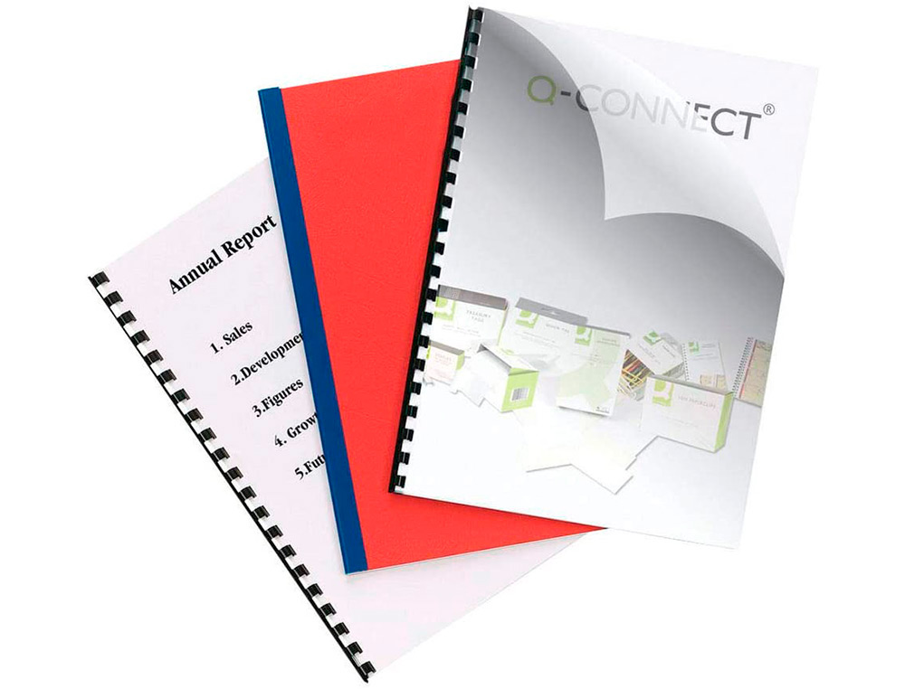 TAPA DE ENCUADERNACION Q-CONNECT PVC DIN A4 OPACA ROJO 180 MICRAS CAJA DE 100 UNIDADES