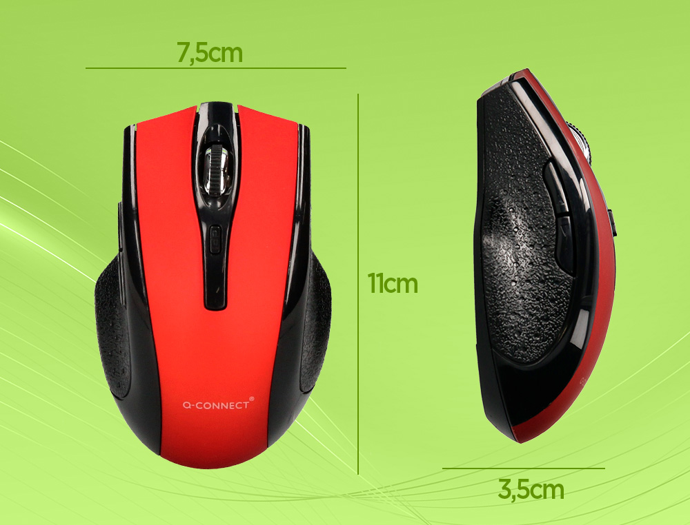 RATON Q-CONNECT OPTICO INALAMBRICO 1000 DPI RECEPTOR USB 2,4 GHZ ROJO