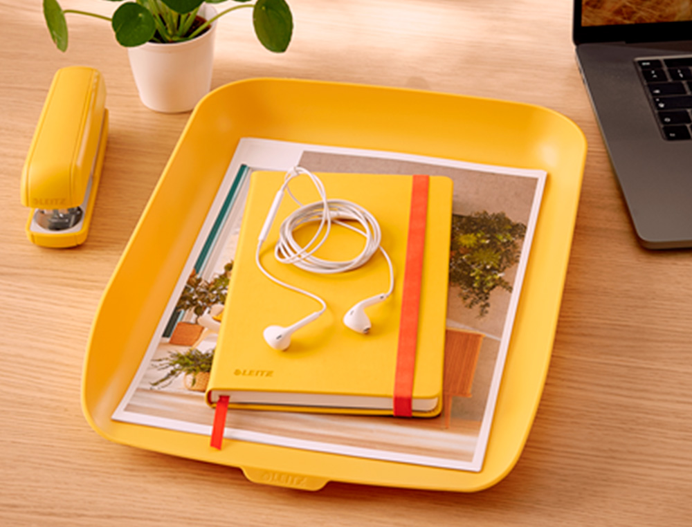 BANDEJA SOBREMESA PLASTICO LEITZ COSY AMARILLO 268X126X358 MM